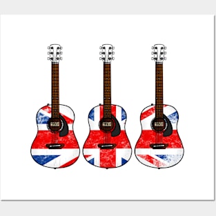 Acoustic Guitar UK Flag Guitarist British Musician Posters and Art